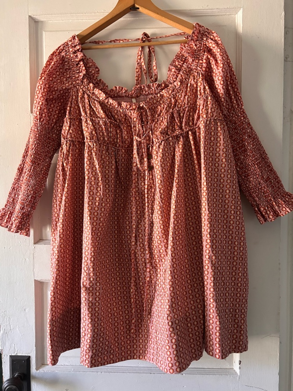 Free People mini dress in Dusty Rose/ Geometric Print